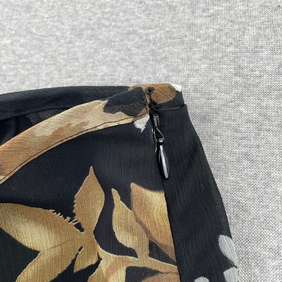 Y2K Vintage Apt. 9 Floral Skirt Womens M Black Gold Flared Ruffle Fairy Grunge - Picture 10 of 11